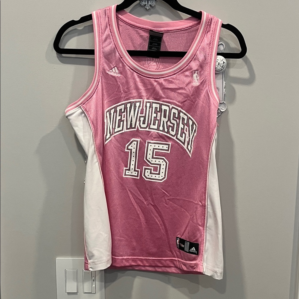 Nets Adidas Pink and White New Jersey Basketball Jersey